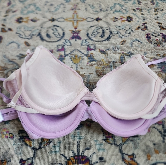 Bra Lot, (all 3x) Light Pink, Purple Lace Cup Prelove Bras, sz 34C - Picture 2 of 8